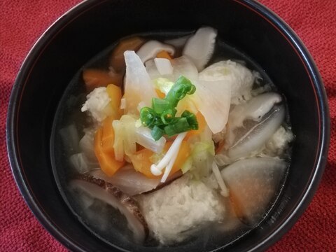 簡単♪ビニール袋de鶏団子☆野菜たっぷりスープ